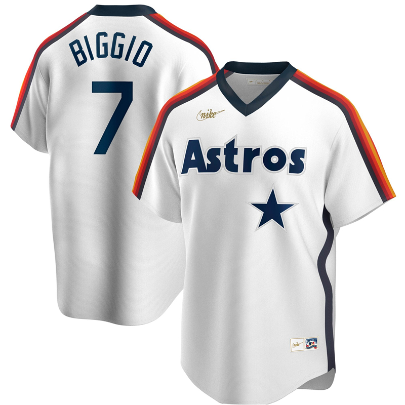2020 MLB Men Houston Astros 7 Craig Biggio Nike White Home Cooperstown Collection Logo Player Jersey 1